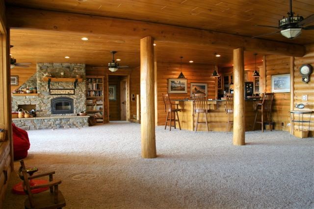 Log Basement Post Covers & I-Beam Log Wrap